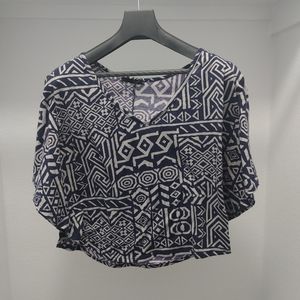 LoveJ XL Blue and White Crop Top